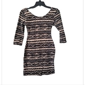 Pine Bodycon Dress, Medium, Beige-Black